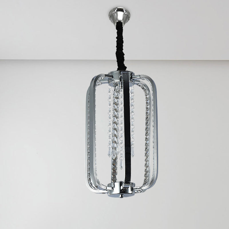 Lampe à pente du cylindre minimaliste Crystal Crystal 8 "/ 16" LED PLAFICE DE CHAMBRE LED LED en argent pour la chambre