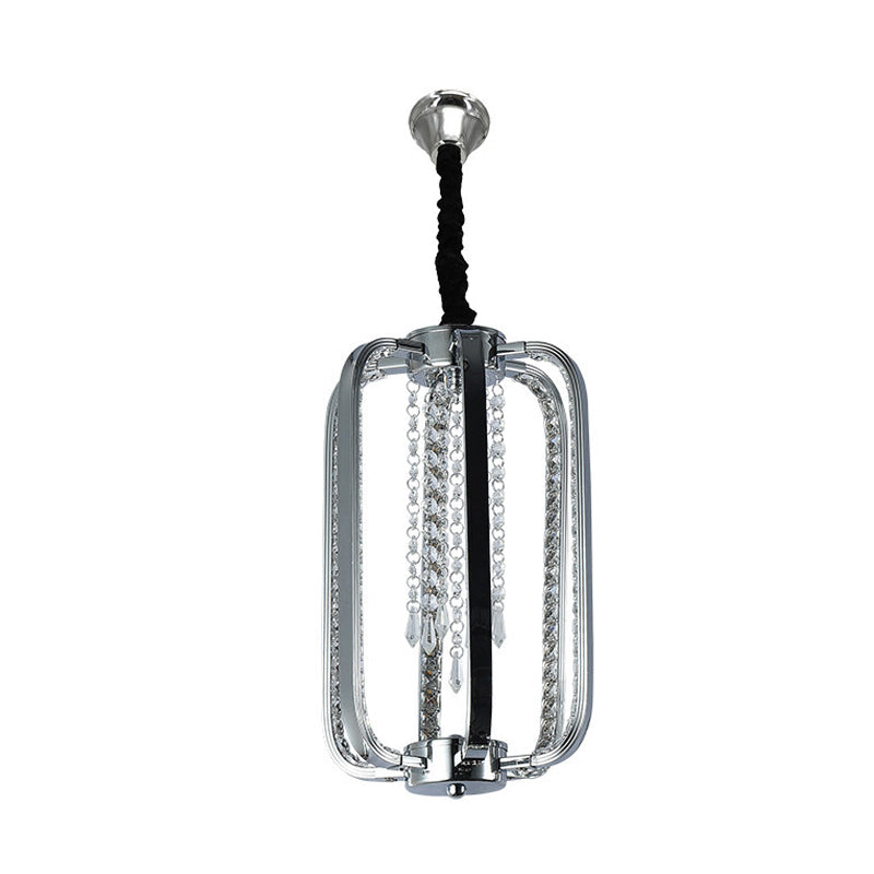 Lampe à pente du cylindre minimaliste Crystal Crystal 8 "/ 16" LED PLAFICE DE CHAMBRE LED LED en argent pour la chambre