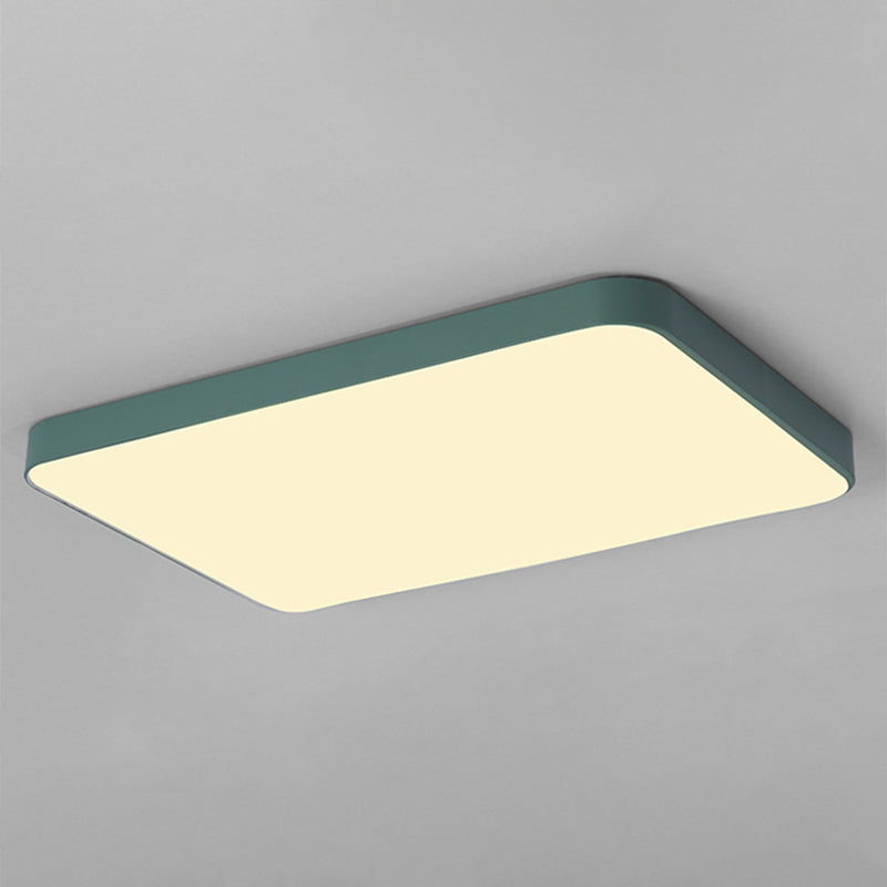 Quadrangle Flush Mount Fixture Macaron Style Metal Living Room LED Ceiling Light