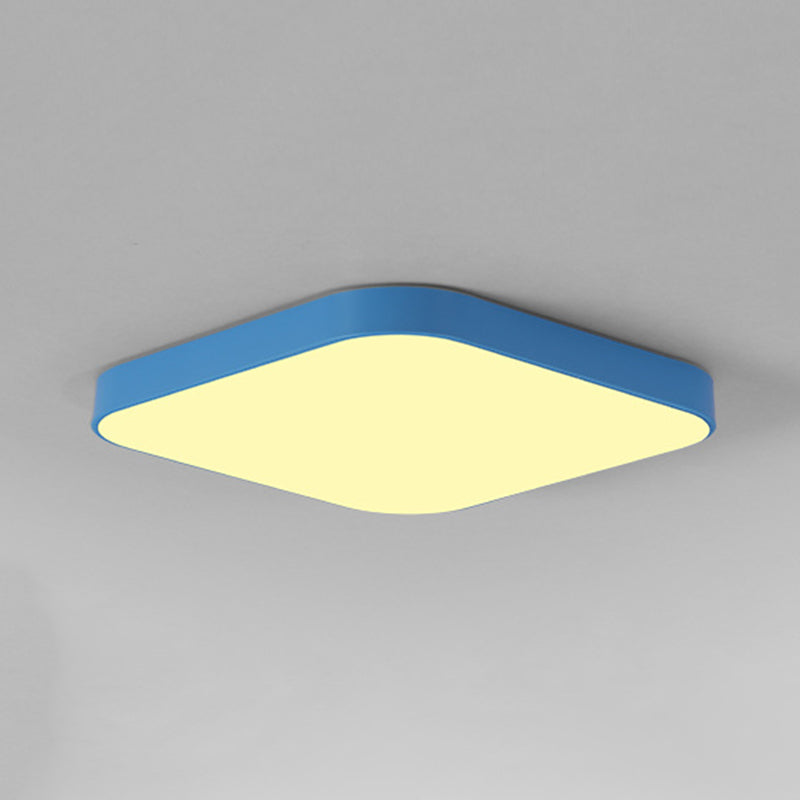 Quadrangle Flush Mount Fixture Macaron Style Metal Living Room LED Ceiling Light