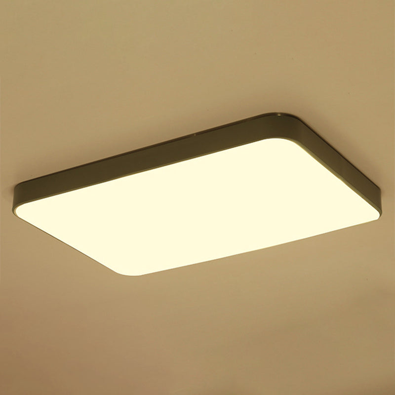 Quadrangle Flush Mount Fixture Macaron Style Metal Living Room LED Ceiling Light