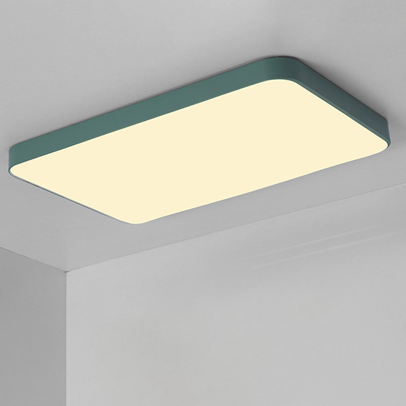 Quadrangle Flush Mount Fixture Macaron Style Metal Living Room LED Ceiling Light