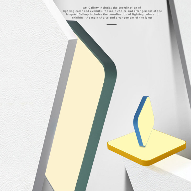 Quadrangle Flush Mount Fixture Macaron Style Metal Living Room LED Ceiling Light