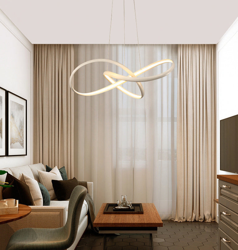Contemporary Style Minimalism LED Line Light Aluminum Lamp Body Living Room Lighting Fixture with 39.3" Adjustable Hanging Wire