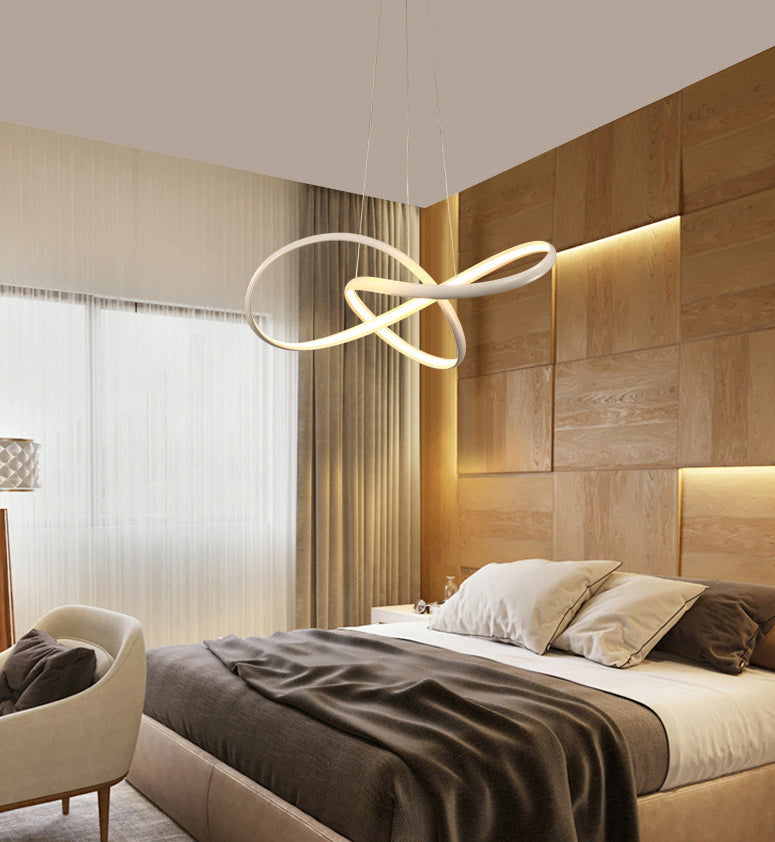 Contemporary Style Minimalism LED Line Light Aluminum Lamp Body Living Room Lighting Fixture with 39.3" Adjustable Hanging Wire