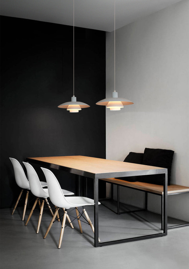 15 Inches Wide Nordic Style Simplicity Hanging Light Single Bulb UFO Shaped Creative Suspension Lamp in Pure White