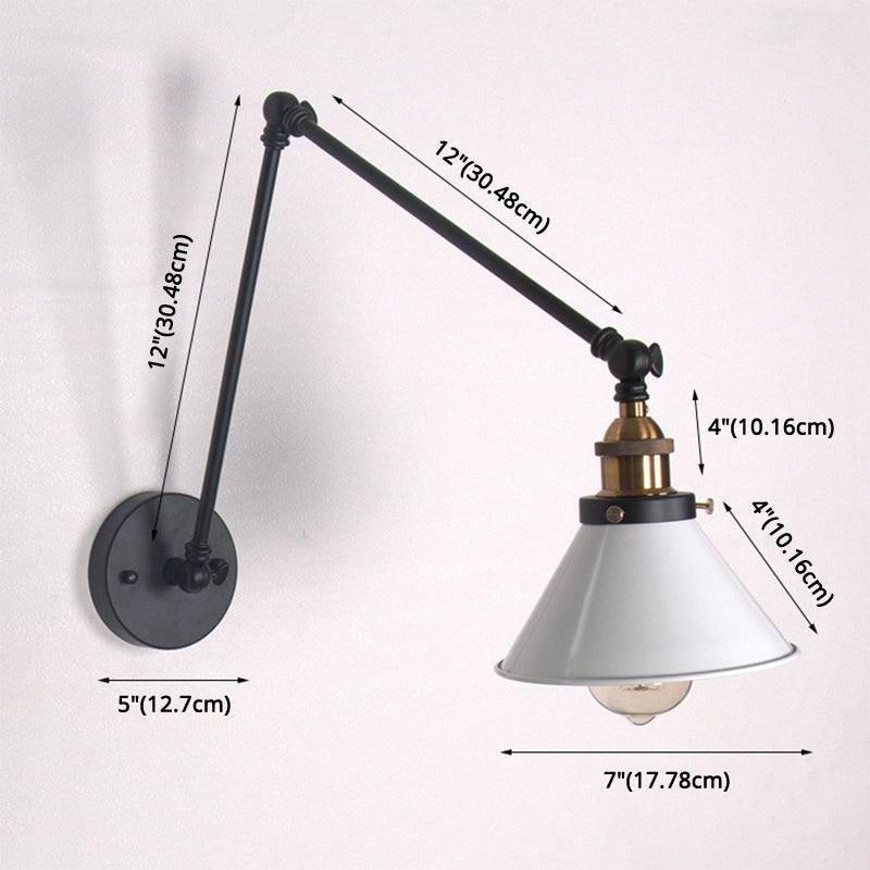 Luci da parete del braccio oscillante in stile industriale retrò per la camera da letto per camera da letto