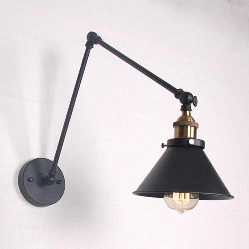 Luci da parete del braccio oscillante in stile industriale retrò per la camera da letto per camera da letto