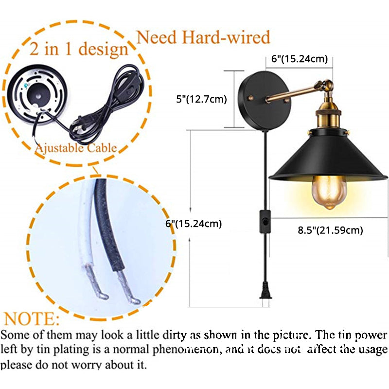 Retro Industrial Style Wandleuchte Beleuchtungskörper Metallische Wandleuchten für Bett