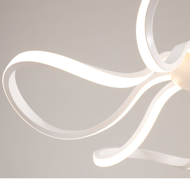 Moderne Einfachheitsstil LED -Linie leichte Acryl -Blütenform -Kronleuchter Licht in Weiß für Wohnzimmer