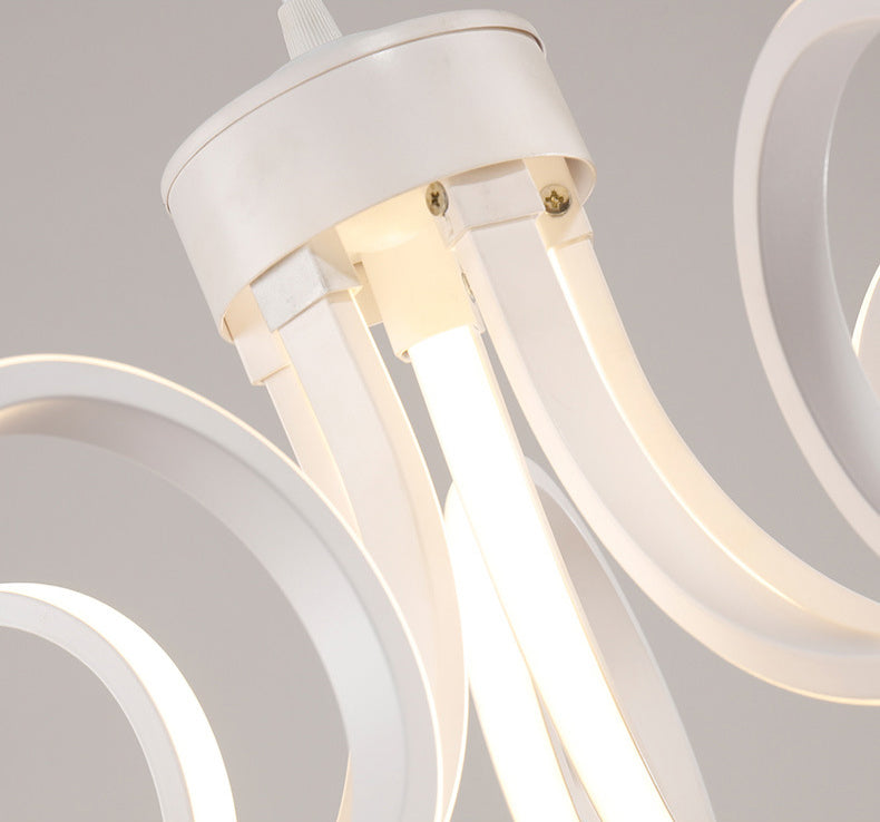 Moderne Einfachheitsstil LED -Linie leichte Acryl -Blütenform -Kronleuchter Licht in Weiß für Wohnzimmer