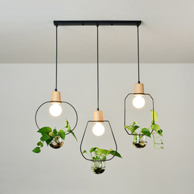 Metal Hanging Pendant Light Industrial Style Geometric Dinning Room Pendant Light Fixture