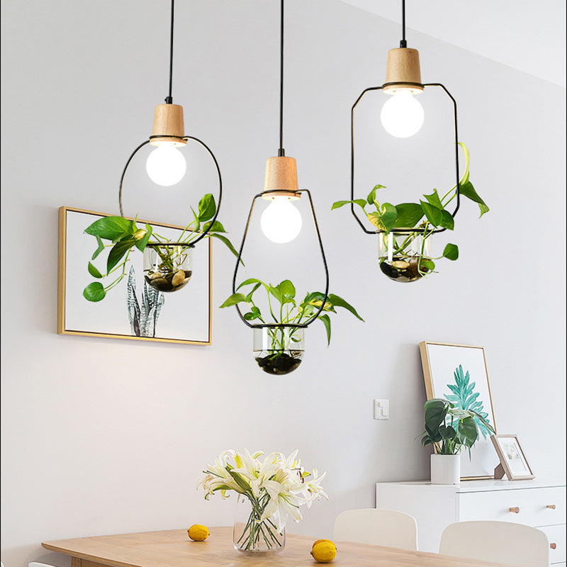 Metal Hanging Pendant Light Industrial Style Geometric Dinning Room Pendant Light Fixture
