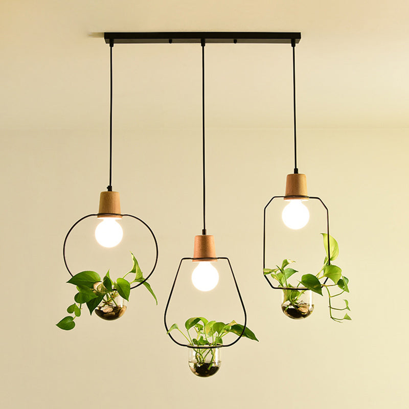 Metal Hanging Pendant Light Industrial Style Geometric Dinning Room Pendant Light Fixture