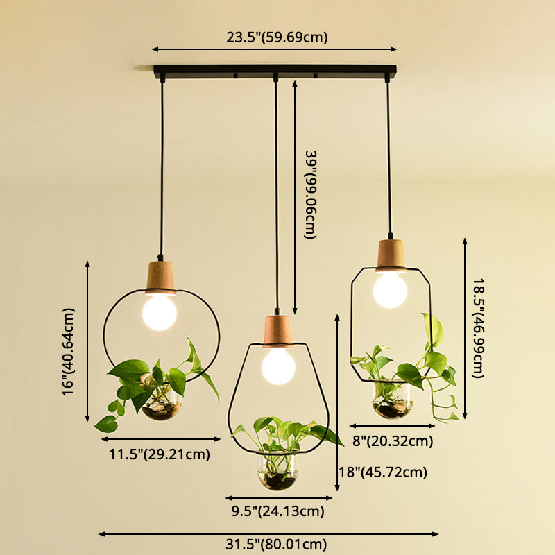 Metal Hanging Pendant Light Industrial Style Geometric Dinning Room Pendant Light Fixture