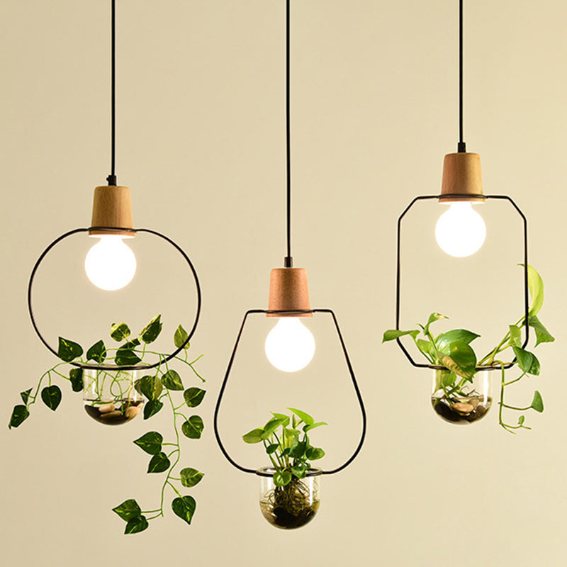 Metal Hanging Pendant Light Industrial Style Geometric Dinning Room Pendant Light Fixture