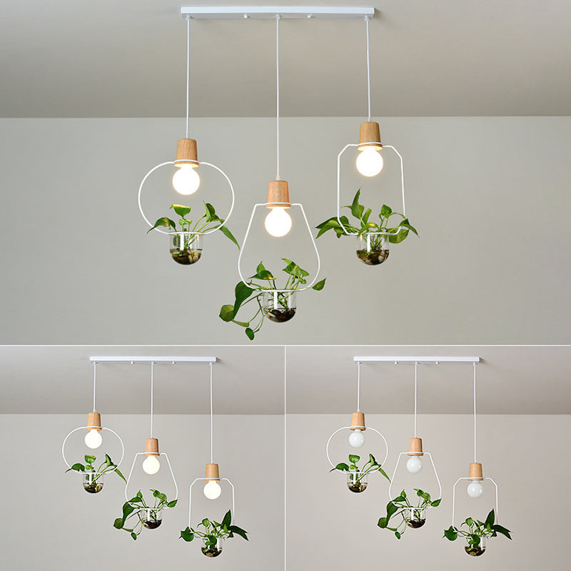 Metal Hanging Pendant Light Industrial Style Geometric Dinning Room Pendant Light Fixture