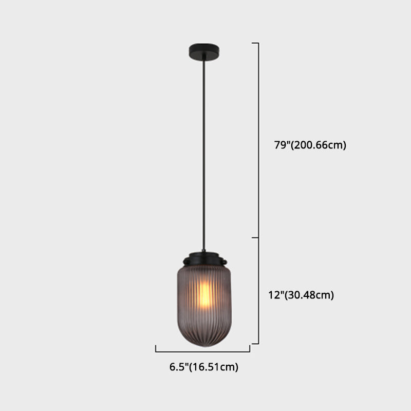 Rippenglas ovaler Anhängerlampe postmoderne 1-Licht-Deckenleuchte für Esszimmer