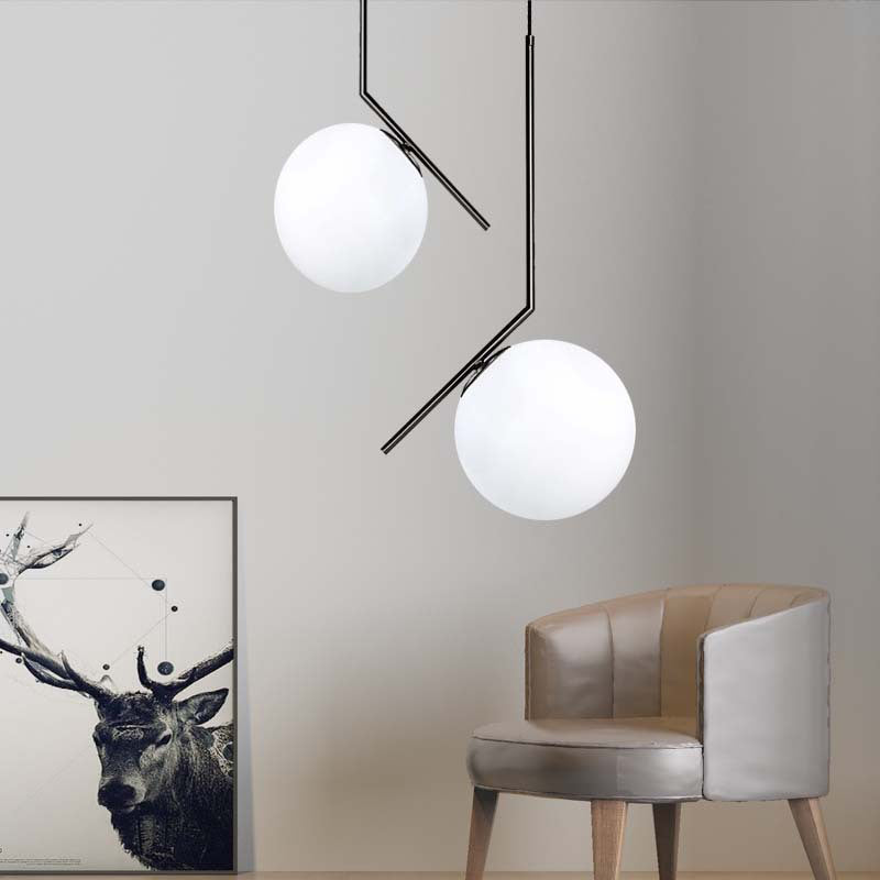 Crema Glass Globe Sospensione Lampada Minimalista 1 Lampada a sospensione per il ristorante