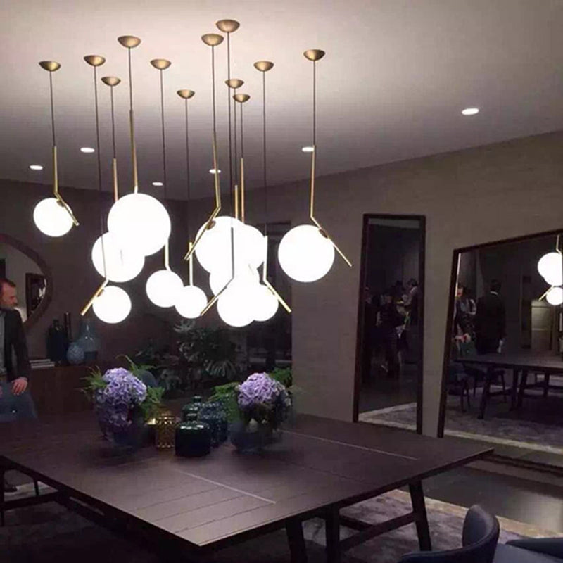 Crema Glass Globe Sospensione Lampada Minimalista 1 Lampada a sospensione per il ristorante