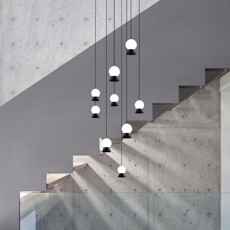 Mini Ball LED Coste Simplicidad White Glass 1 Bulbo Cena colgando Luz en negro