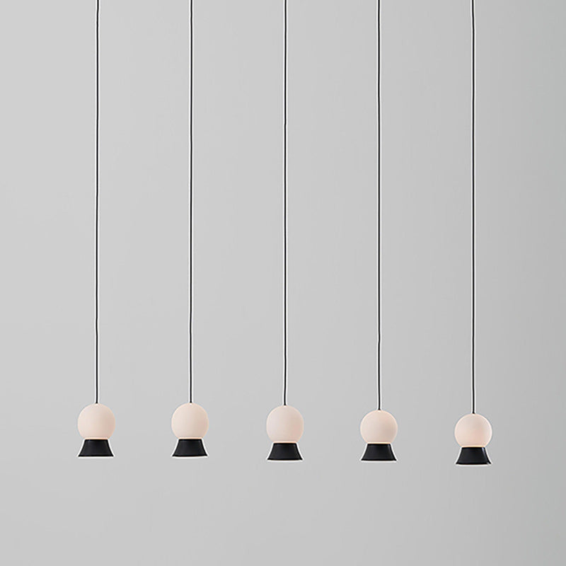 Mini Ball LED Coste Simplicidad White Glass 1 Bulbo Cena colgando Luz en negro