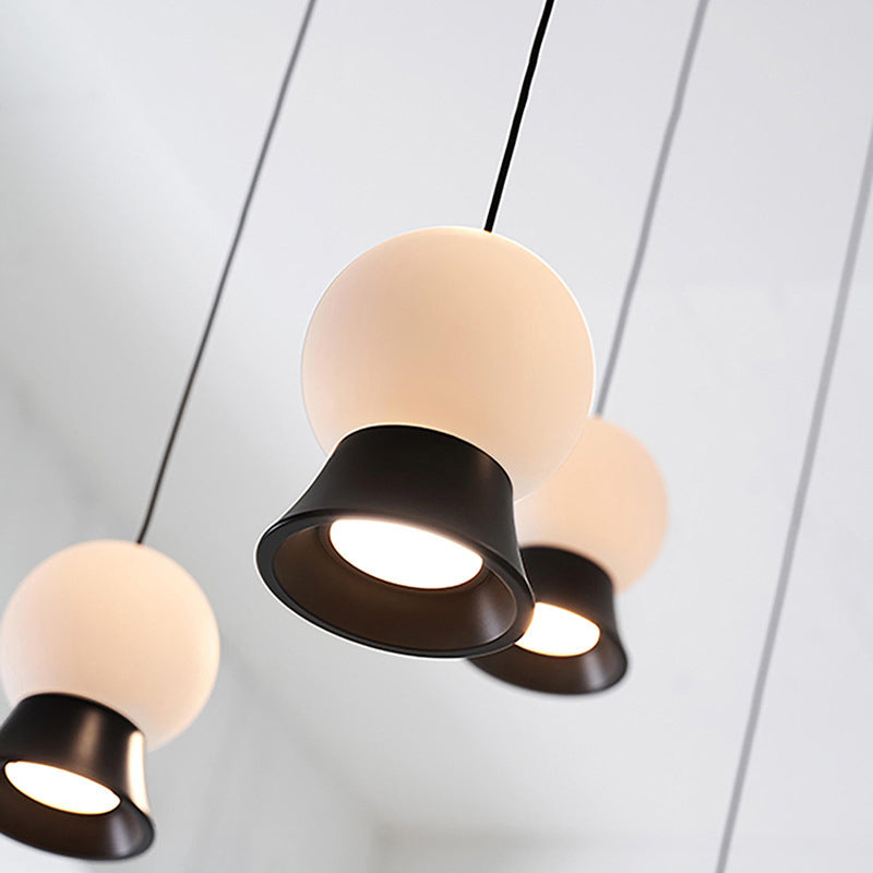 Mini Ball LED Coste Simplicidad White Glass 1 Bulbo Cena colgando Luz en negro
