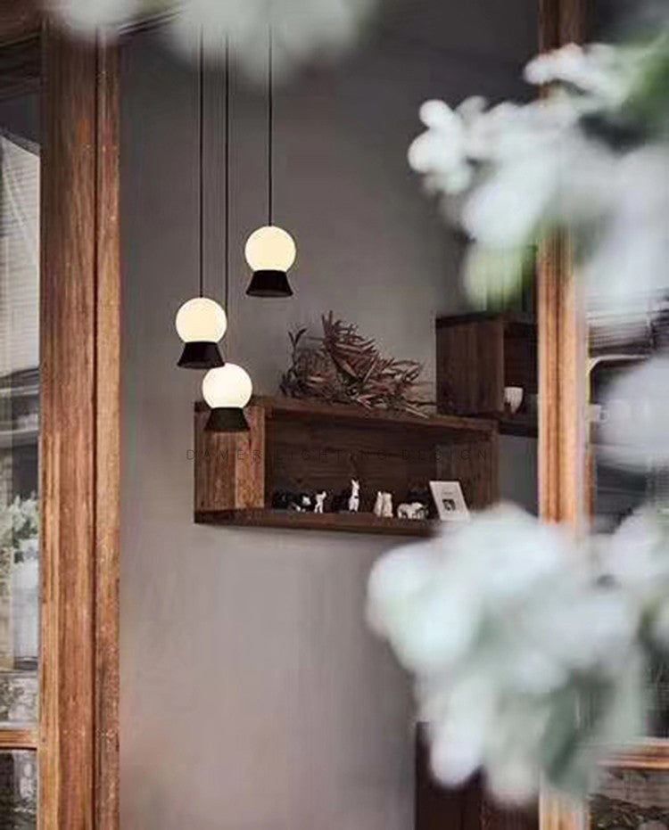 Mini Ball LED Coste Simplicidad White Glass 1 Bulbo Cena colgando Luz en negro