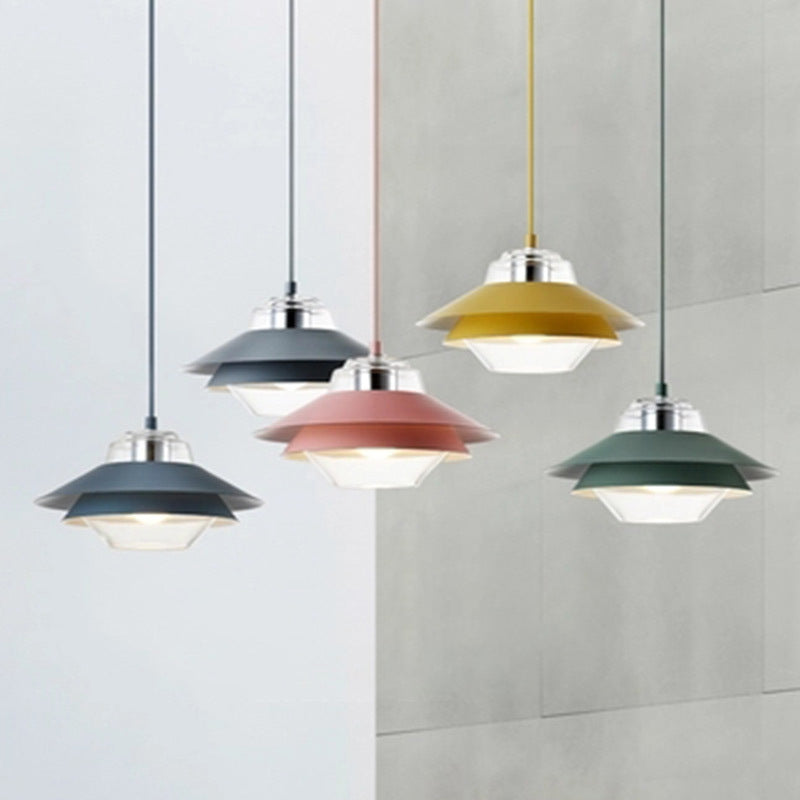 Luz de colgante de 3 tono Macaron vidrio transparente 1 comedor de bombilla accesorio de lámpara colgante