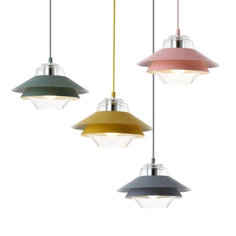 Luz de colgante de 3 tono Macaron vidrio transparente 1 comedor de bombilla accesorio de lámpara colgante