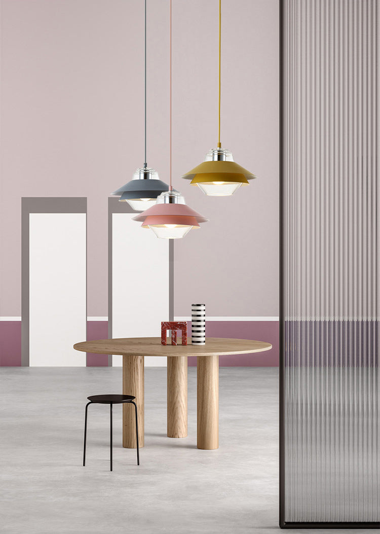 Luz de colgante de 3 tono Macaron vidrio transparente 1 comedor de bombilla accesorio de lámpara colgante