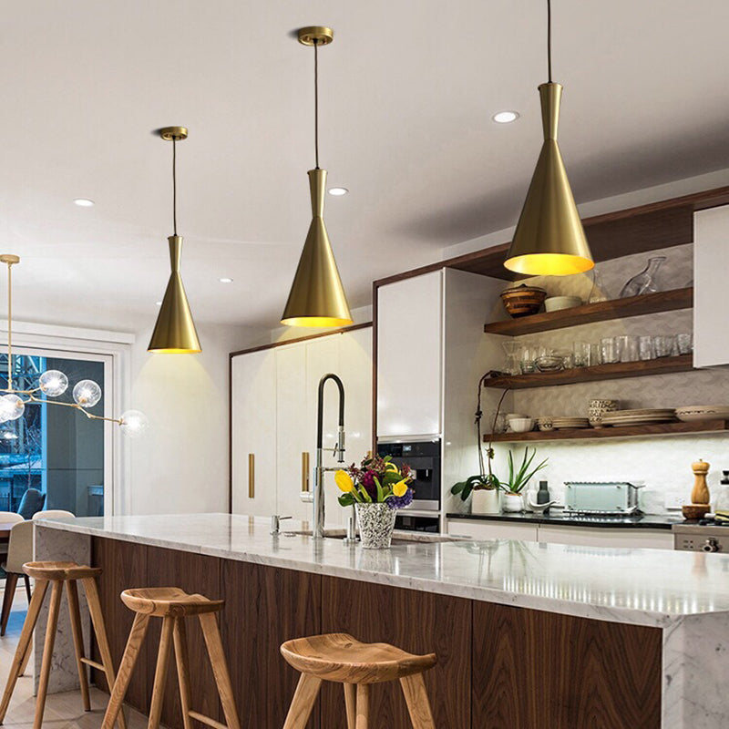 Horn Shaped Restaurant Hanging Light Metallic Postmodern Style Suspension Pendant Lamp