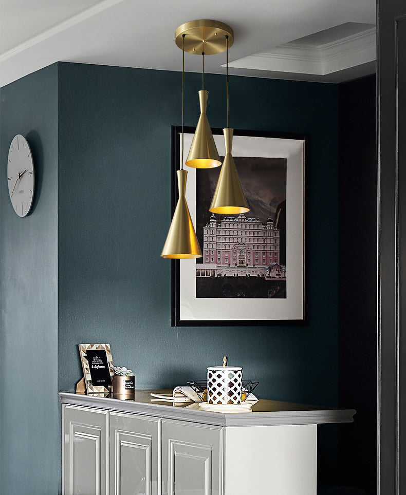 Horn Shaped Restaurant Hanging Light Metallic Postmodern Style Suspension Pendant Lamp