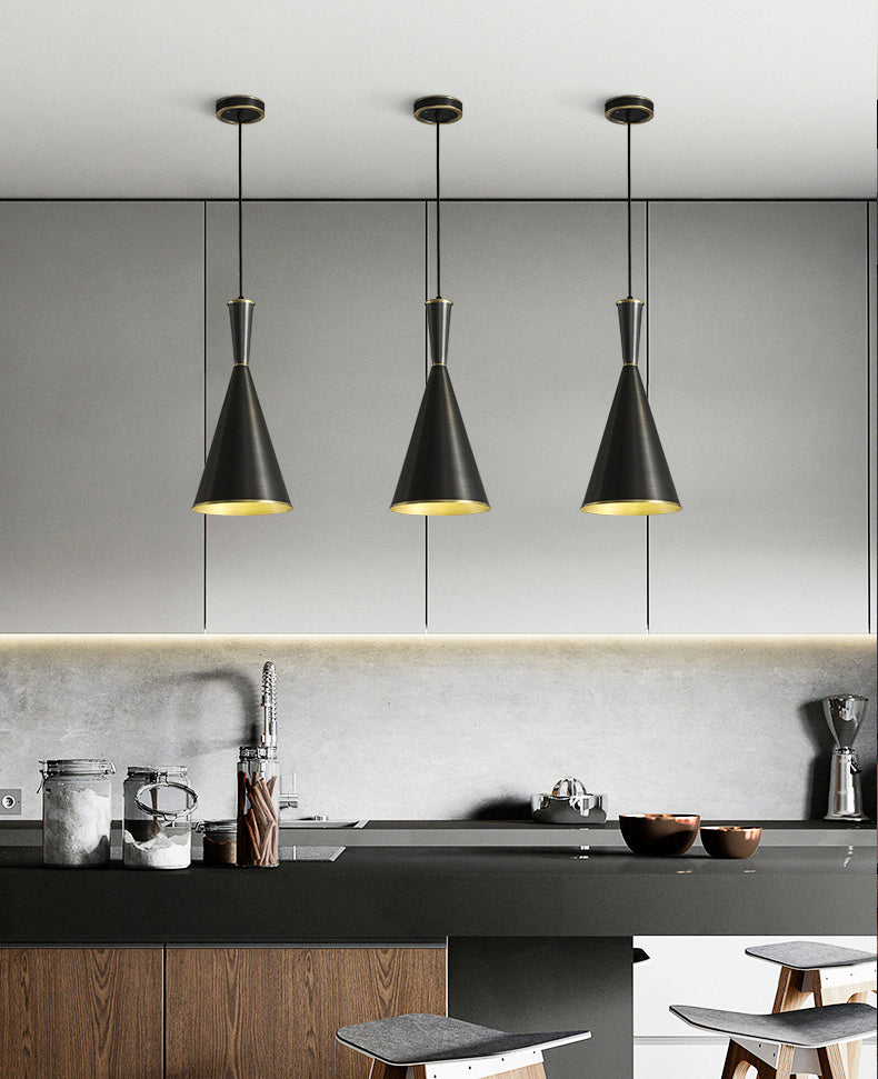 Horn Shaped Restaurant Hanging Light Metallic Postmodern Style Suspension Pendant Lamp