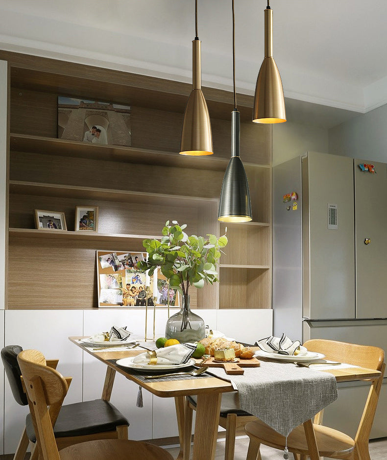 Metal Bell Pendant Lighting Fixture Postmodern Ceiling Hang Light for Dining Room