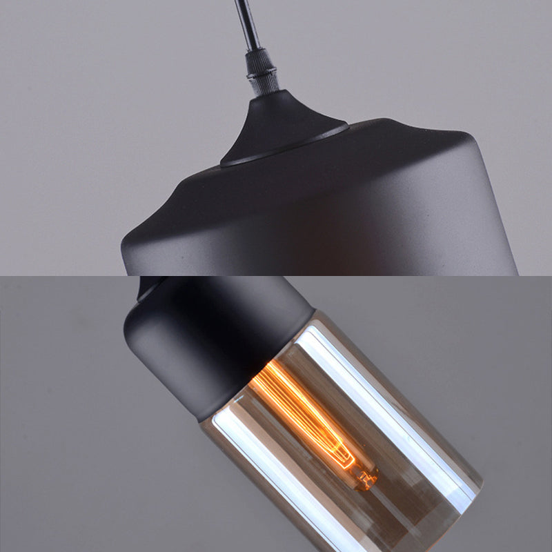 Lampada ombreggiata in vetro appeso a sospensione industriale Riduccante a sospensione Black in nero
