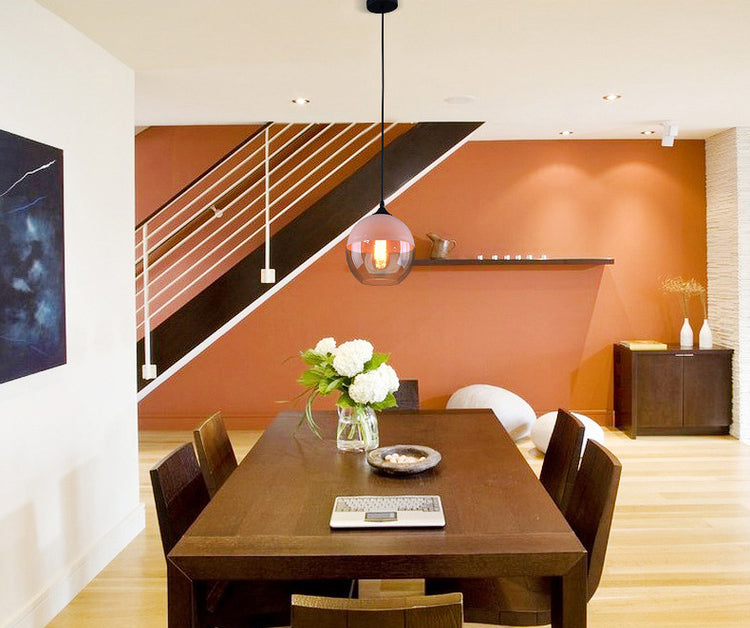 Lampada ombreggiata in vetro appeso a sospensione industriale Riduccante a sospensione Black in nero