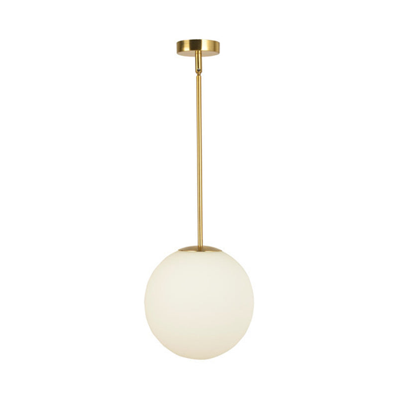1-licht witte glasbol hanglamp gouden moderne stijl hangende verlichting met 43,3 "gesuspendeerde paal
