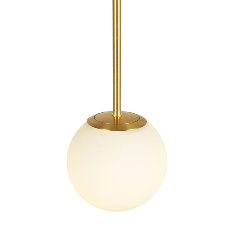 1-licht witte glasbol hanglamp gouden moderne stijl hangende verlichting met 43,3 "gesuspendeerde paal