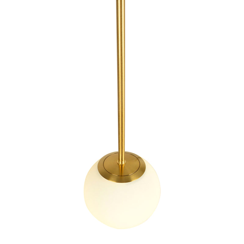 1-licht witte glasbol hanglamp gouden moderne stijl hangende verlichting met 43,3 "gesuspendeerde paal