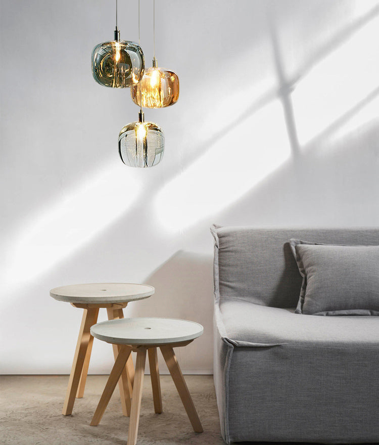 Glass Block Ceiling Pendant Light 1 Light Creative Hanging Light for Living Room Bar