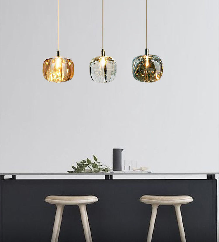 Glass Block Ceiling Pendant Light 1 Light Creative Hanging Light for Living Room Bar