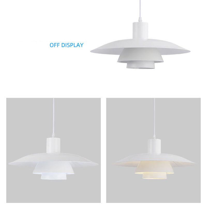 Diseño de capas blancas puras luz colgante de 1 luces Minimalismo Nórdico estilo de iluminación suspendida para cafetería