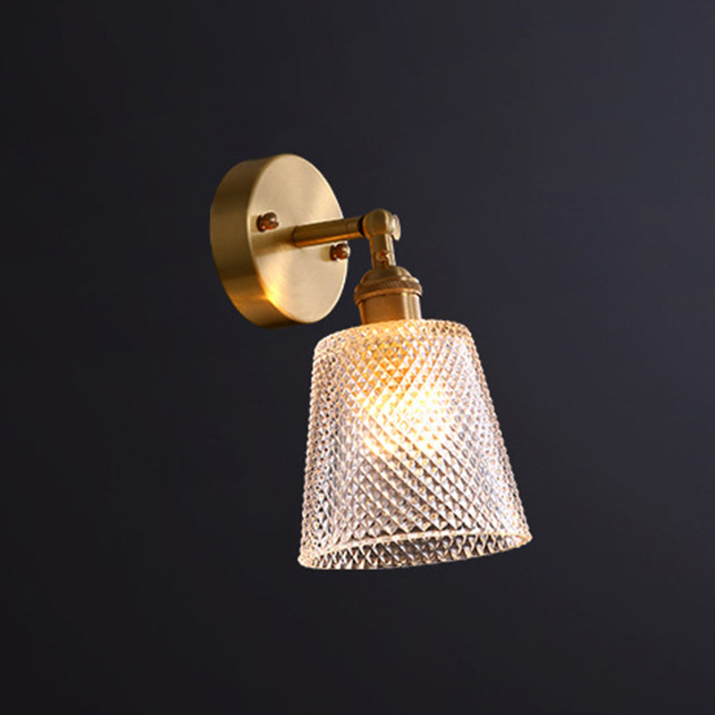 Mid Century Barrel Wall Mount Lighting Clear Glass Wall Mounted Light Fixture for Bedroom