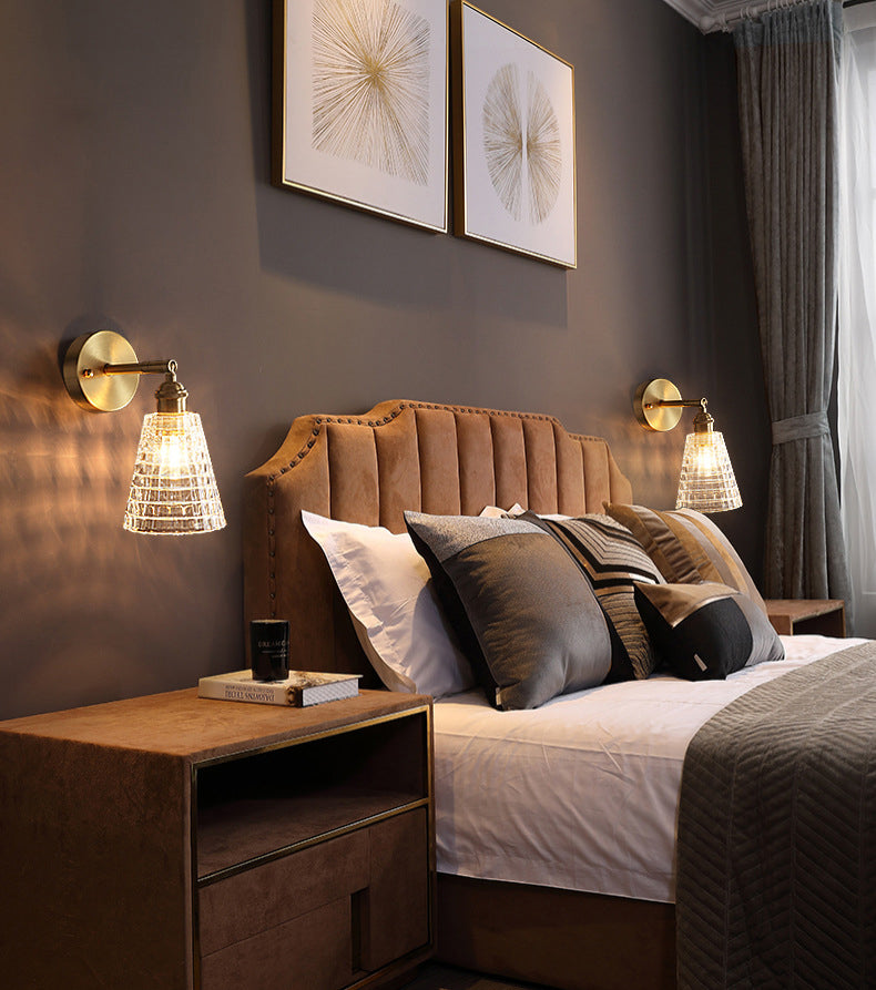 Mid Century Barrel Wall Mount Lighting Clear Glass Wall Mounted Light Fixture for Bedroom