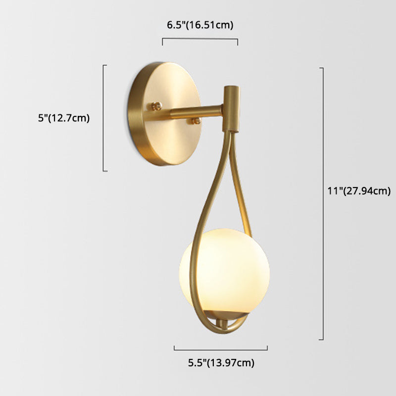 10.6 Inches Height Brass Wall Sconce with Frosted White Glass Shade Nordic Simplicity Style Wall Mount Lamp in Gold