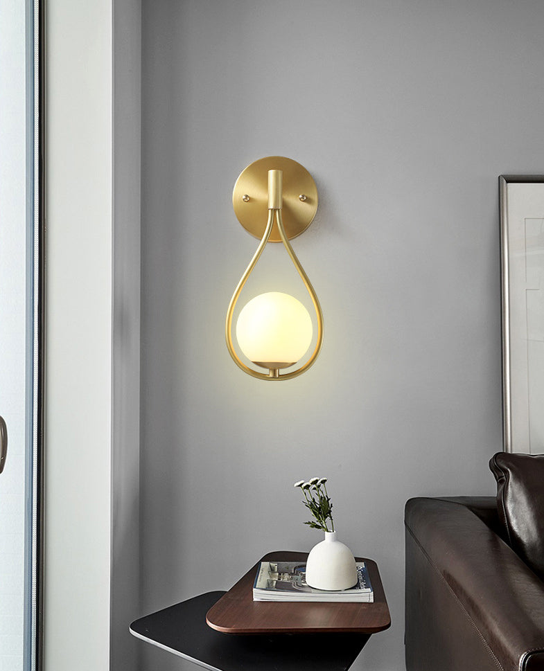 10.6 Inches Height Brass Wall Sconce with Frosted White Glass Shade Nordic Simplicity Style Wall Mount Lamp in Gold