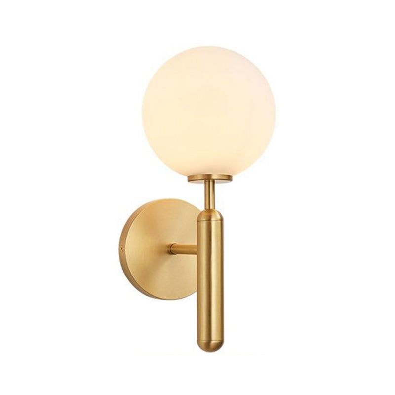 Nordic Style Single Light Brass Wall Lamp Glass Globe Shade Simplicity Lighting Fixture with Fixed Arm