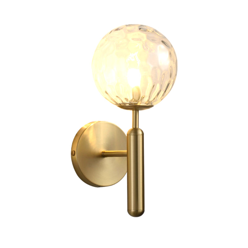 Nordic Style Single Light Brass Wall Lamp Glass Globe Shade Simplicity Lighting Fixture with Fixed Arm