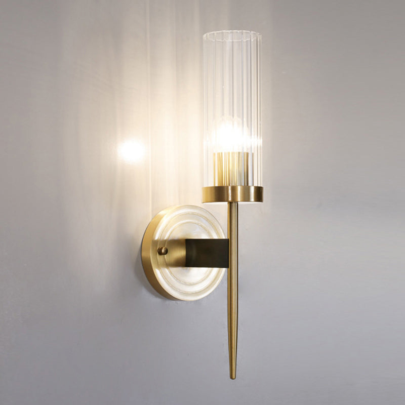Postmodern Cylindrical Wall Mounted Lighting Clear Glass Wall Mount Lamp for Living Room